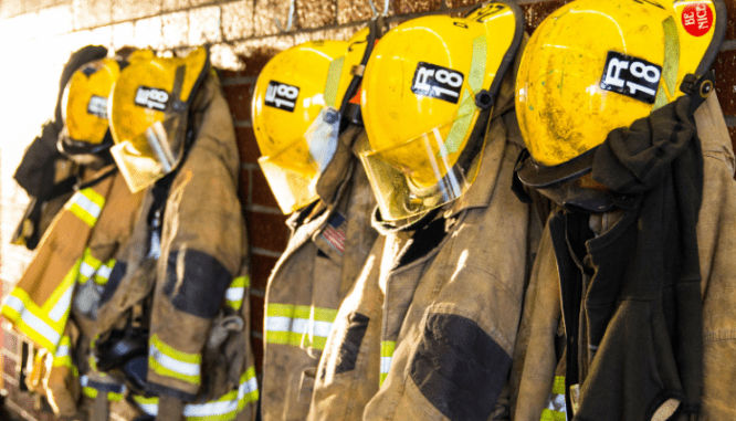 Uniforms belonging to firefighters that can afford houses.