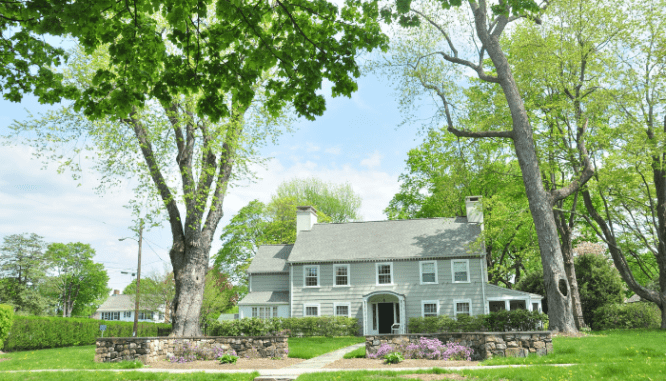 A street view of a home in the valuation process.