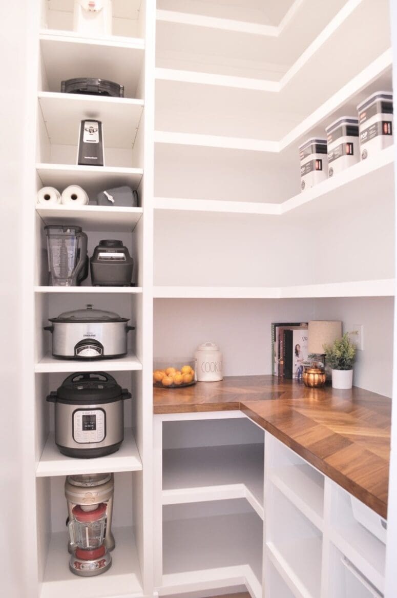 A pantry that was added to a home.