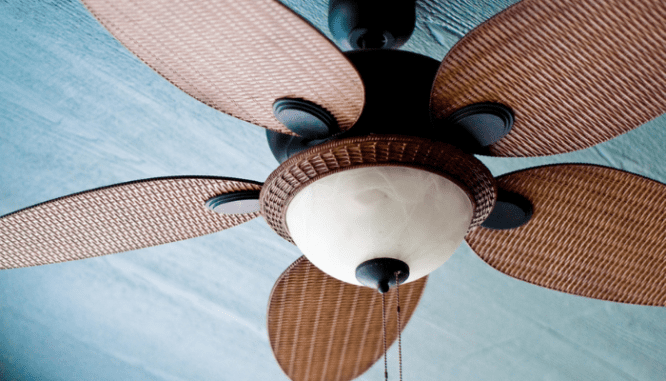 A ceiling fan that is not out of style.