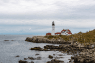 A lighthouse in Portland Maine, where you can buy a house.