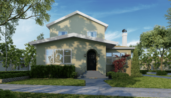 A house with a second story that was recently added.