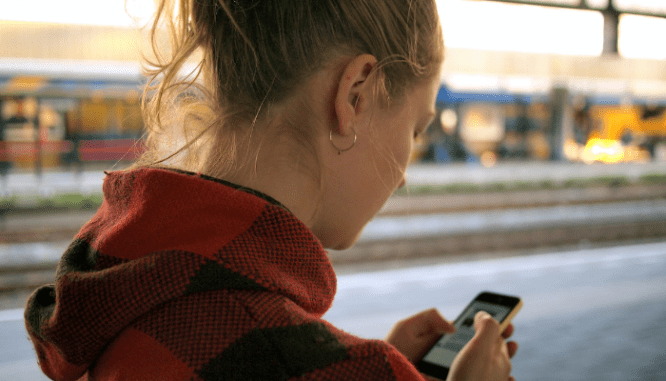 A woman checking the crime rates in her neighborhood.