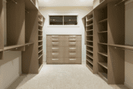 An image of a walk in closet used to demonstrate how much a custom closet costs.