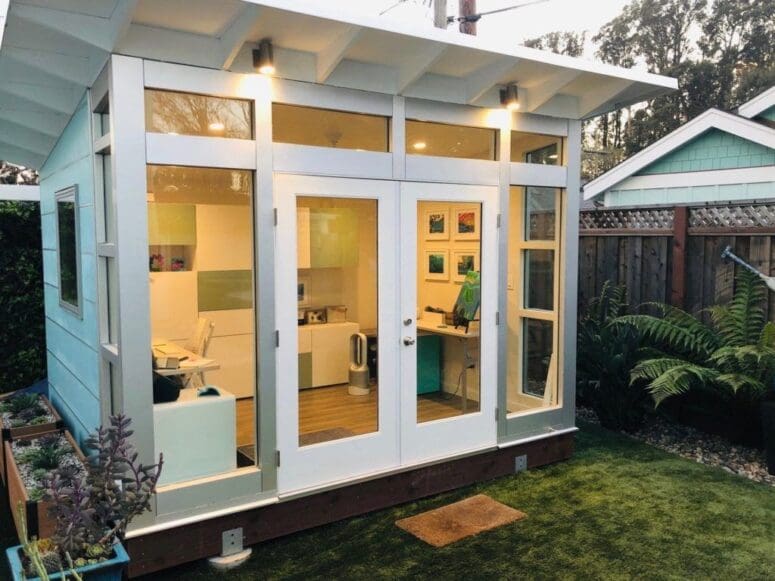 A backyard office with electricity.