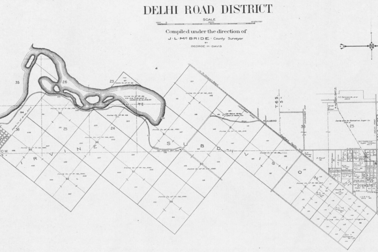 A plat map of Delhi Road District.