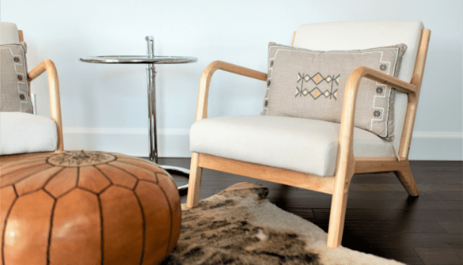 A chair in a modern desert home.