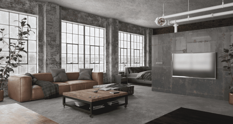 A room in the industrial interior design.