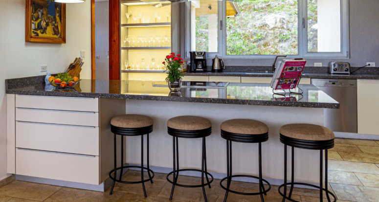 A modern, remodeled kitchen.