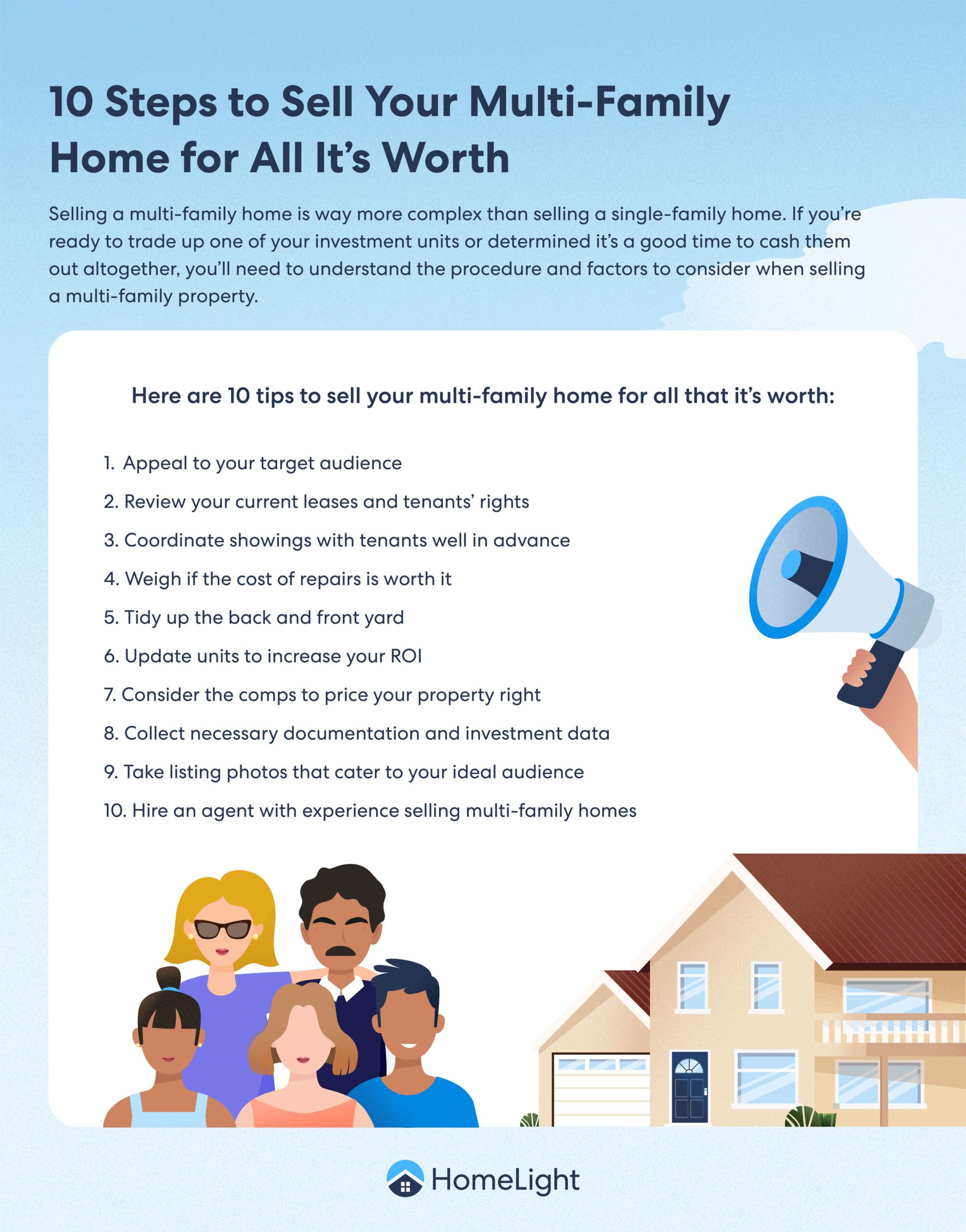 A HomeLight infographic about how to sell your multi-family home.