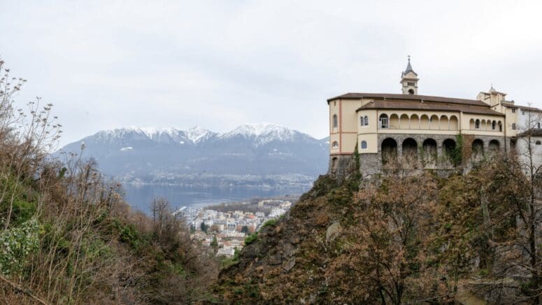 A mansion on the hillside in Switzerland.