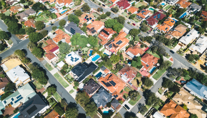 A neighborhood of houses bought with cash.