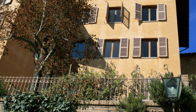 Window shutters are a common element in French country house architecture.