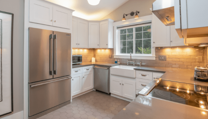 An image of appliances in a kitchen to demonstrate how to prevent house fires.