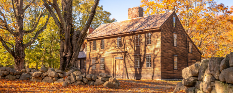 A historic saltbox home.