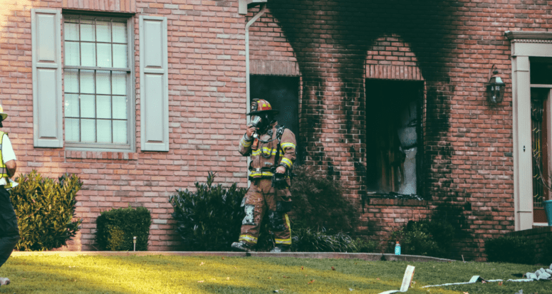 A home that has been in a fire.