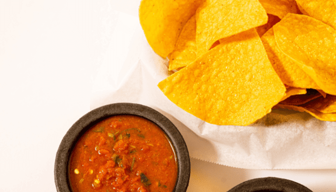 A big bowl of chips, probably not the best option when throwing a houswarming party today.