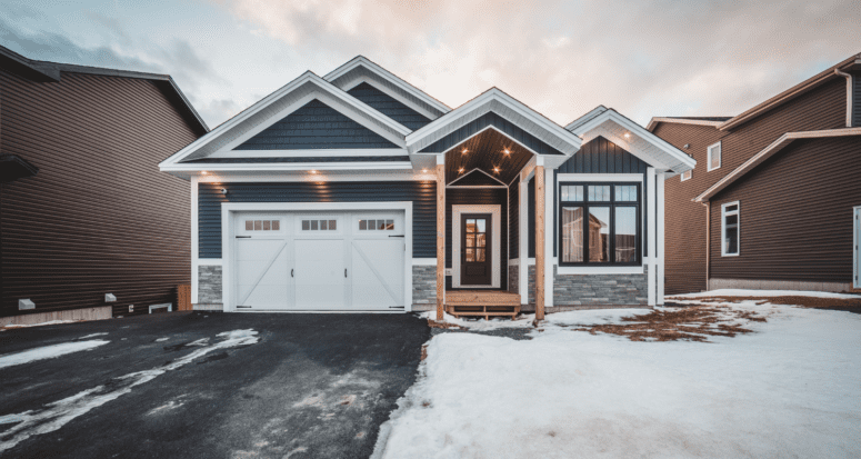 A garage door that is new and clean.