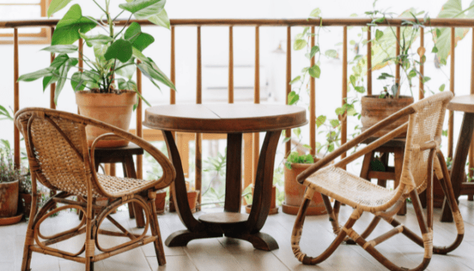 A balcony of a home that is a rental.