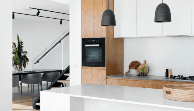 A modern kitchen that can be upgraded to a smart kitchen.