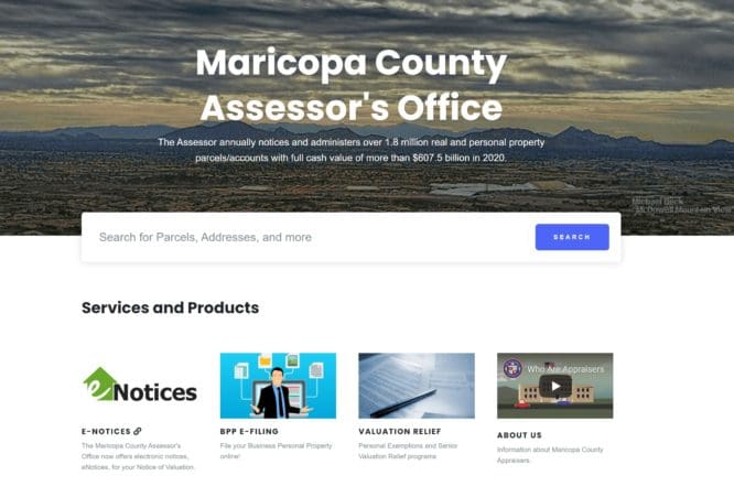 A screenshot of the Maricopa County Assessor's office explaining property records.