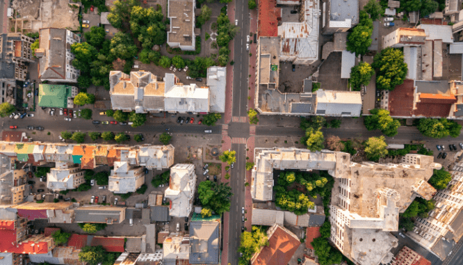 A neighborhood with a house that a Realtor can help sell.