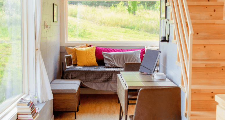 The interior of a tiny house, which might be a good option for homebuyers.