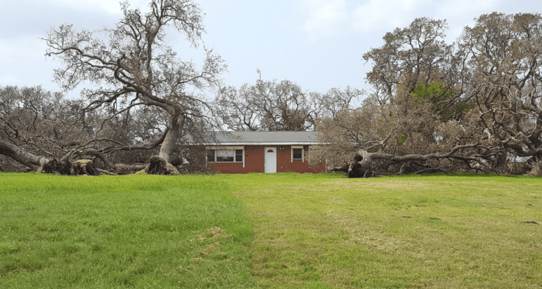 A house damaged before closing by a natural disaster.