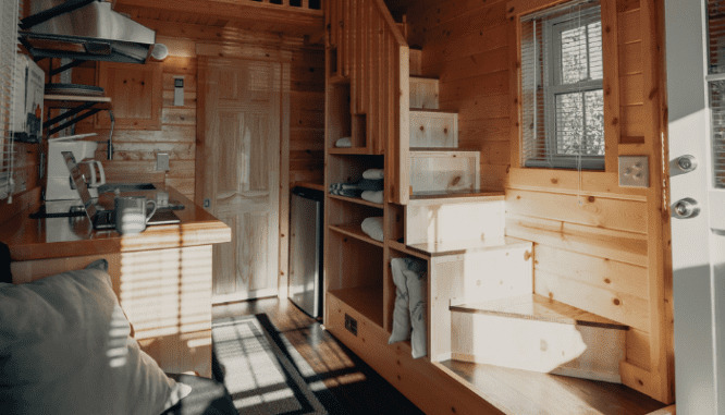 The interior of a tiny house, which could be an option for a buyer.