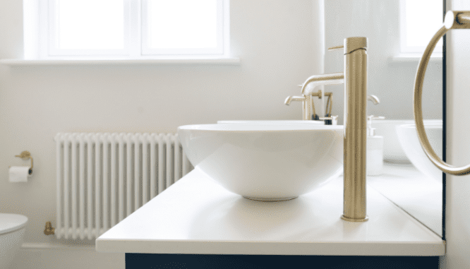 A bathroom that has been remodeled to increase home value.