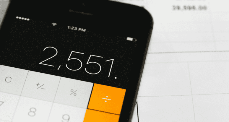 A calculator used to calculate a down payment.