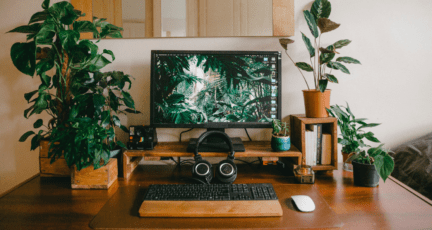 A computer used to research various real estate agent types for selling a home.