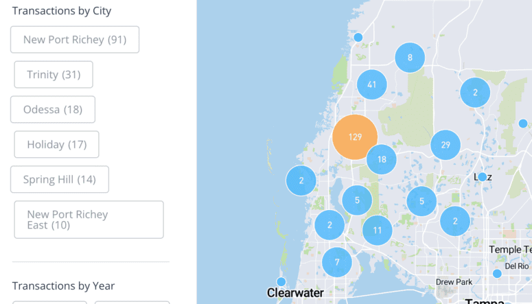 A heat map of transactions of the Best Realtor in the area.