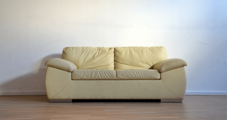 A couch that will be deep cleaned.