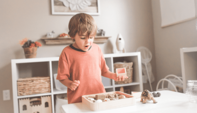 A child playing in a flex room.