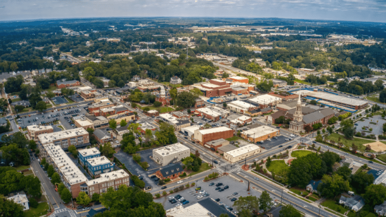 An aerial view of Lawrenceville, GA where a house can sell fast.