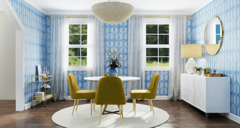 A dining room at an open house.