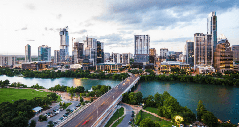 An aerial view of one of the fastest growing cities in Texas.