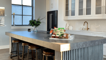 A kitchen in an open house.