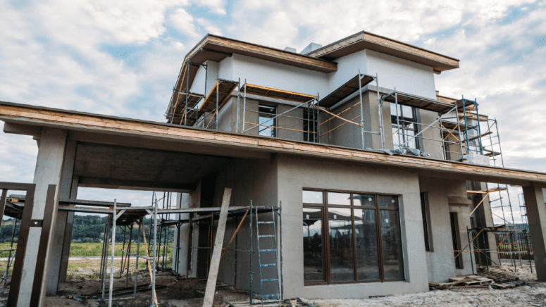 A partially finished new construction home that would involve negotiation in the buying process.