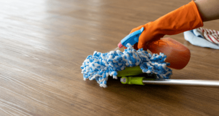 A person deep cleaning vinyl floors.