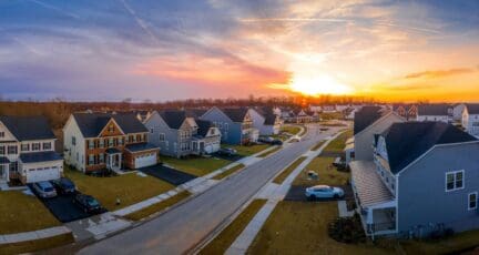 Houses in a neighborhood during a bear market.