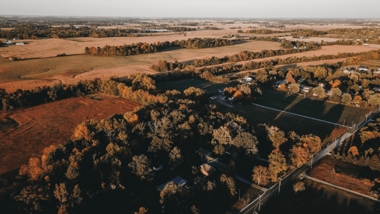 A field in Indiana near a house sold by owner.