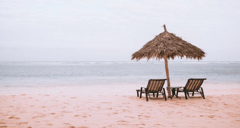 Chairs on a beach near one of the best retirement communities in the U.S.