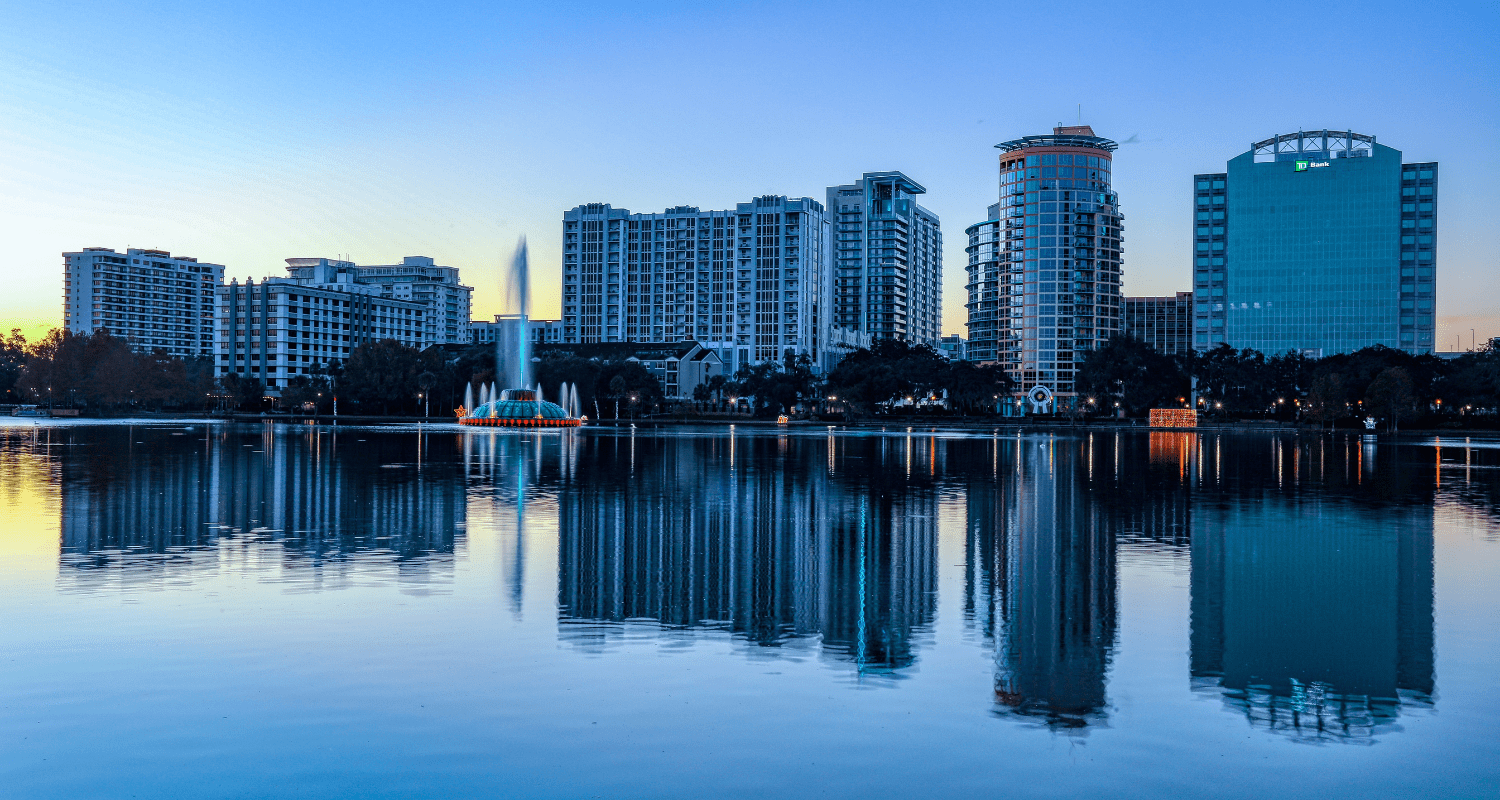 The Orlando skyline, where we buy houses companies will pay cash for homes.