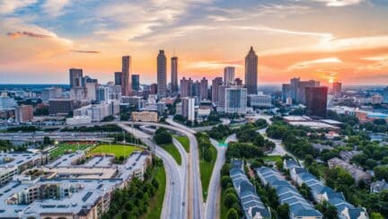 A view of a city in Georgia where you can sell a house as is.