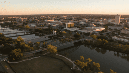 Aerial view of Waco, where home sellers can choose to sell their home to a we buy houses company