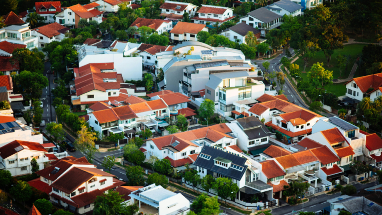 A neighborhood where you might find a house for rent.