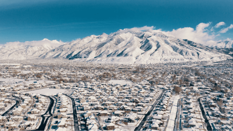 Aerial view of suburban neighborhood in Utah where homes could sell fast