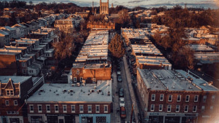 Aerial view of a neighborhood that one might encounter when moving to a new state.